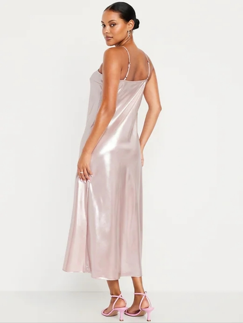 NWT - Old Navy Light Pink Shine Satin Maxi Dress - Size L Tall - Picture 2 of 10